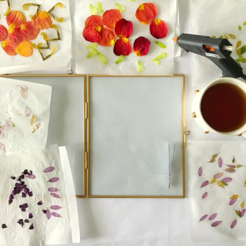 pressed flowers floating frame gold tutorial arrangement mandala design layout planning diy crafting