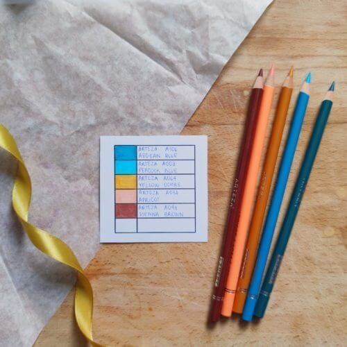 Arteza Colored Pencils Professional Color Combination Swatch Paint Chips
