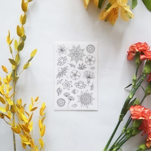 flowers coloring stickers packaging