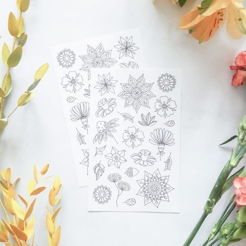 flowers coloring stickers