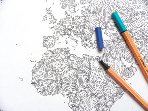 world map mandala coloring page