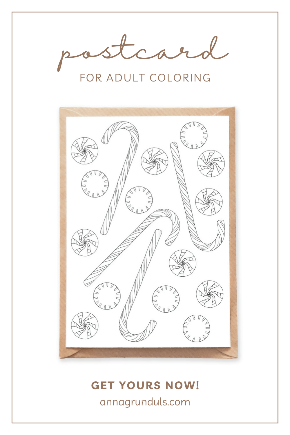 christmas candy postcard for adult coloring pinterest pin