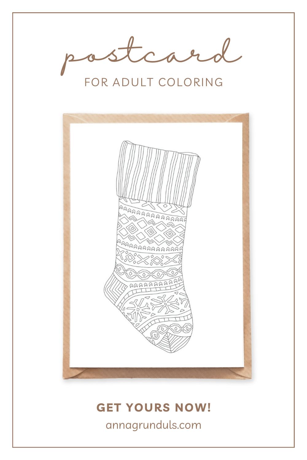 christmas stocking postcard for adult coloring pinterest pin