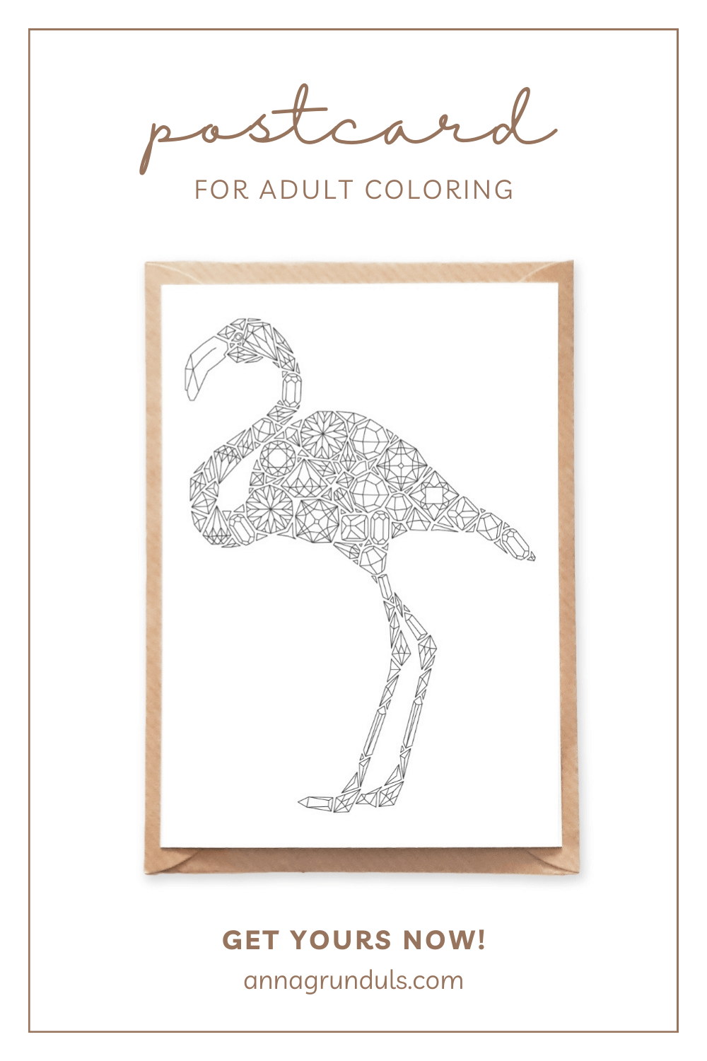 flamingo postcard for adult coloring pinterest pin