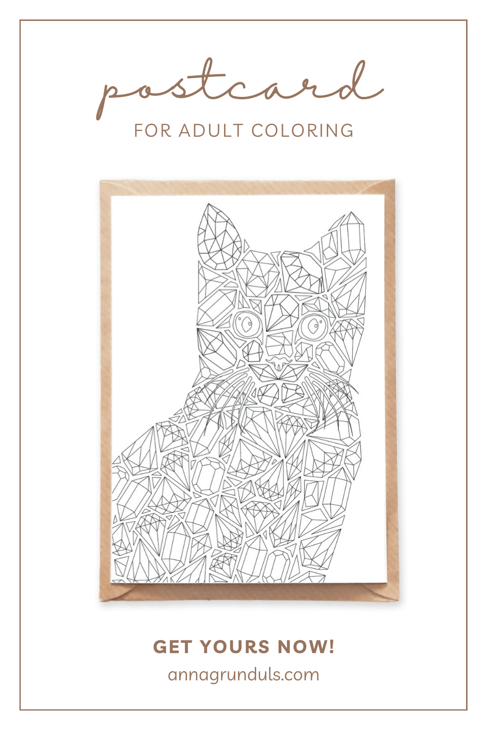 gemstones cat postcard for adult coloring pinterest pin