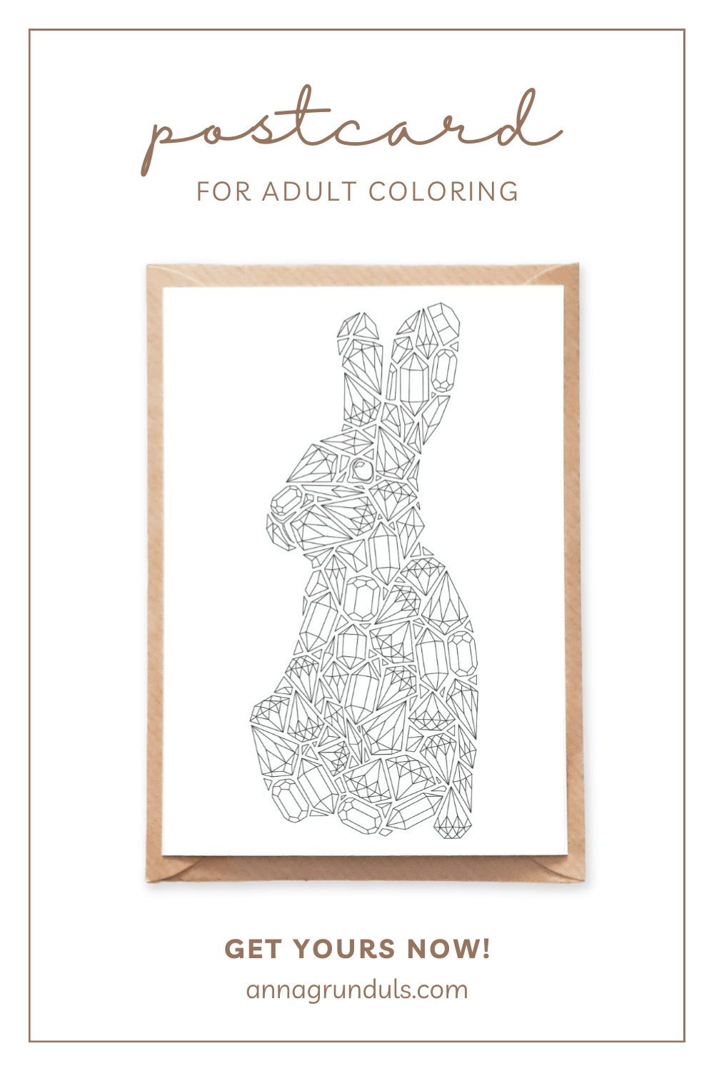 rabbit postcard for adult coloring pinterest pin