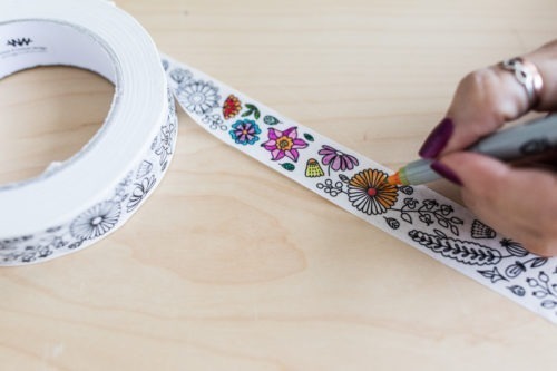 flowers coloring tape adhesive for adult masking tape to color in washi colouring