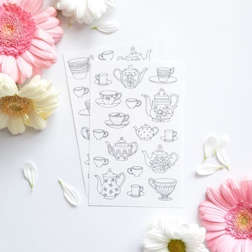 coloring stickers teapots