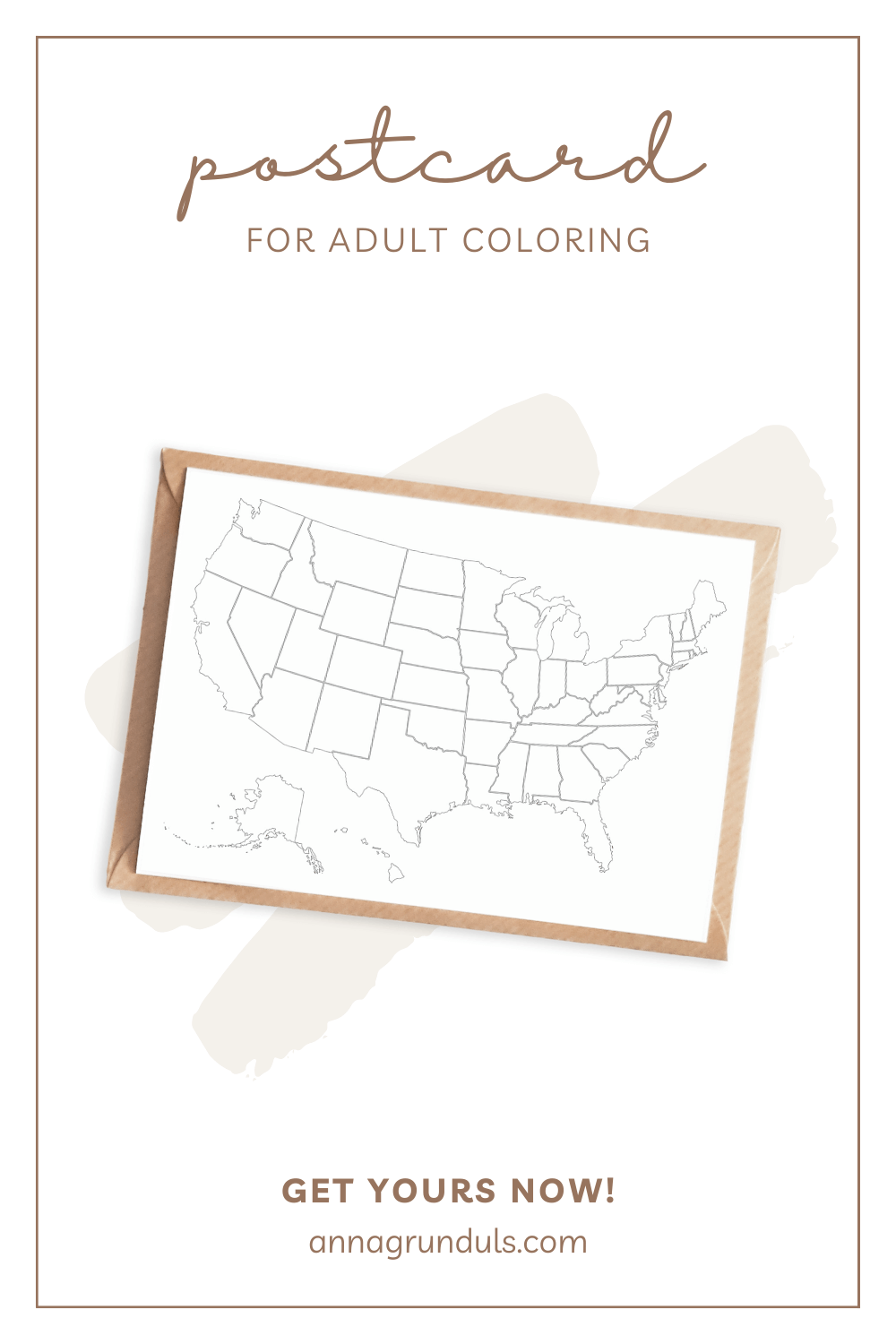 USA map postcard for adult coloring pinterest pin