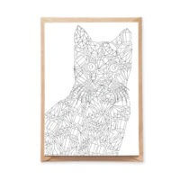 Diamonds Cat Adult Coloring Postcard with Gemstones Designs