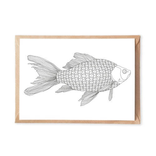Diamonds Fish Coloring Postcard for Adult Coloring and Fishing Trips