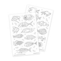 Fish Coloring Stickers for Kids Crafting and Bullet Journaling