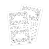 Flower Frames Planner Stickers for Adult Coloring and Bullet Journaling