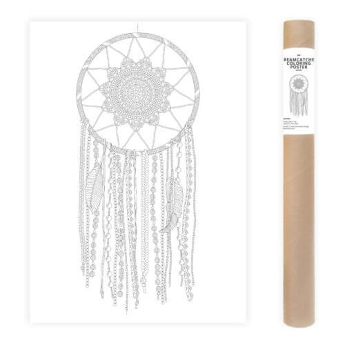 Boho Dreamcatcher Coloring Poster Large Adult Coloring Page