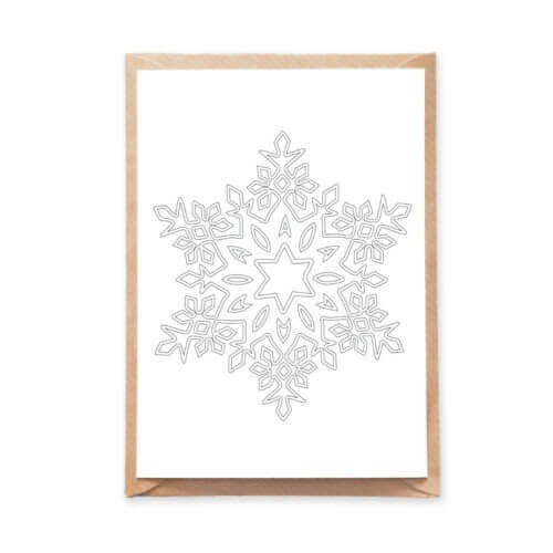 Winter Themed Snowflake Mandala Adult Coloring Postcard for Christmas Card and Holiday Wishes