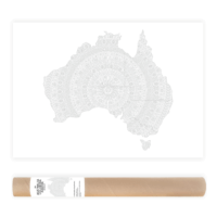 australia mandala coloring map poster