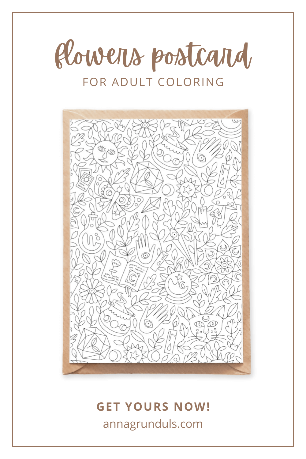 flowers pattern postcard for adult coloring pinterest pin