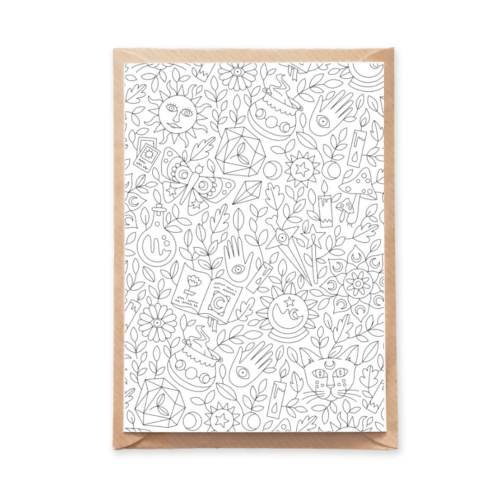 magical pattern adult coloring postcard