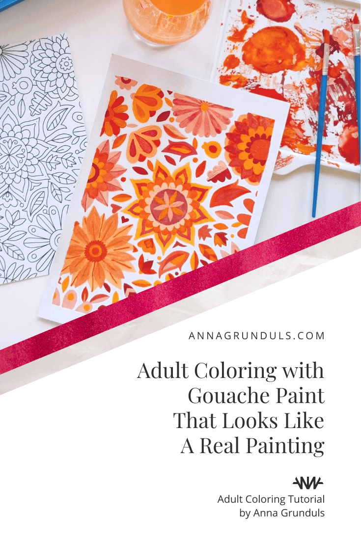 adult coloring with gouache paint that looks like a real painting