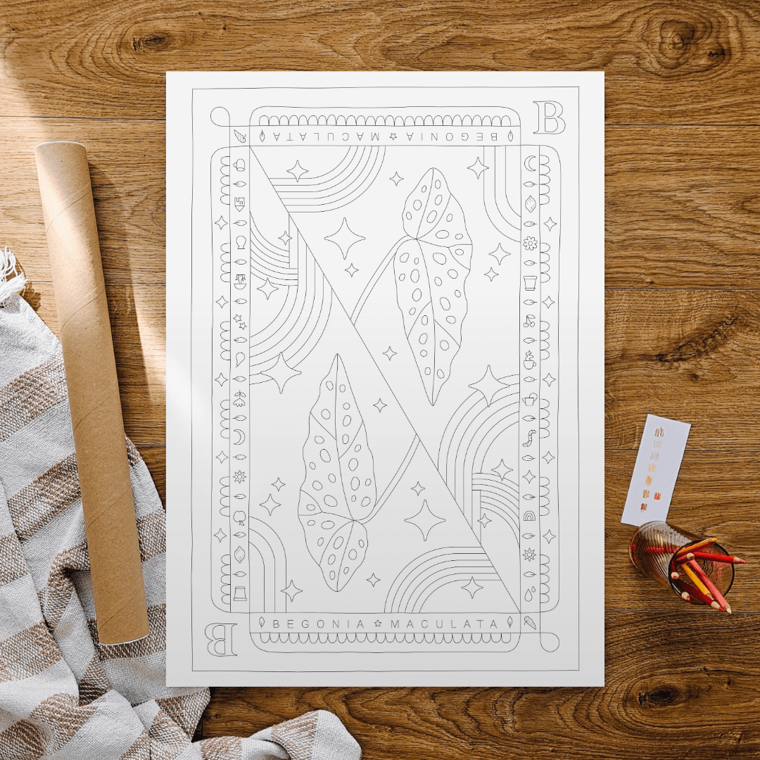 Begonia Polka Dot Houseplant Coloring Poster