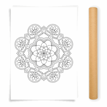 Flower Mandala Coloring Poster, Large Coloring Page Illustrated by Anna Grunduls