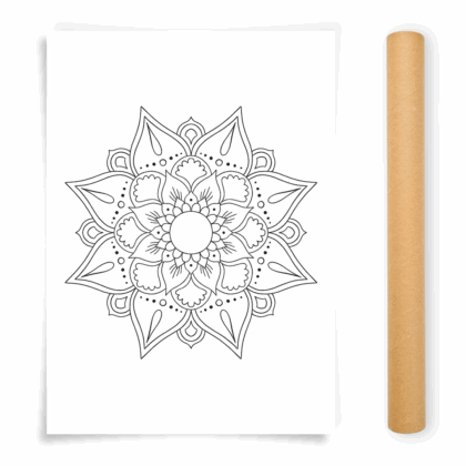 Flower Mandala Coloring Poster, Large Coloring Page Illustrated by Anna Grunduls