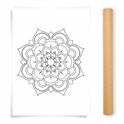 Flower Mandala Coloring Poster, Large Coloring Page Illustrated by Anna Grunduls