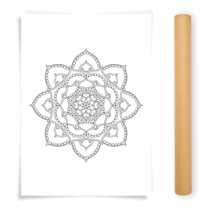 Flower Mandala Coloring Poster, Large Coloring Page Illustrated by Anna Grunduls