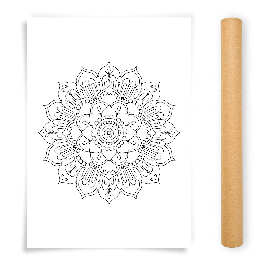 Flower Mandala Coloring Poster, Large Coloring Page Illustrated by Anna Grunduls