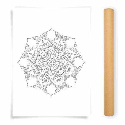 Flower Mandala Coloring Poster, Large Coloring Page Illustrated by Anna Grunduls