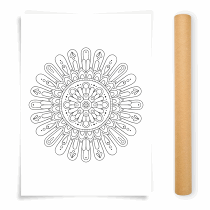 Flower Mandala Coloring Poster, Large Coloring Page Illustrated by Anna Grunduls
