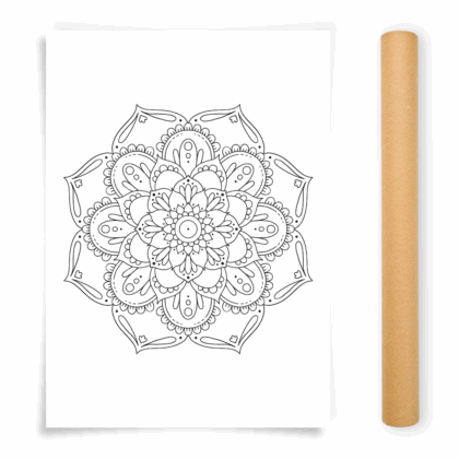 Flower Mandala Coloring Poster, Large Coloring Page Illustrated by Anna Grunduls