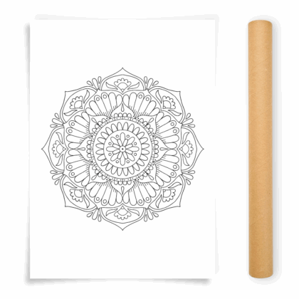 Flower Mandala Coloring Poster, Large Coloring Page Illustrated by Anna Grunduls