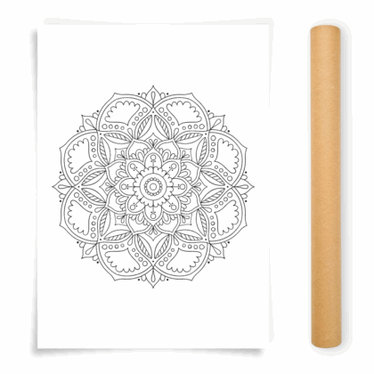 Flower Mandala Coloring Poster, Large Coloring Page Illustrated by Anna Grunduls