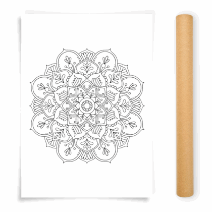 Flower Mandala Coloring Poster, Large Coloring Page Illustrated by Anna Grunduls