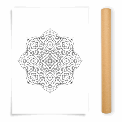 Flower Mandala Coloring Poster, Large Coloring Page Illustrated by Anna Grunduls