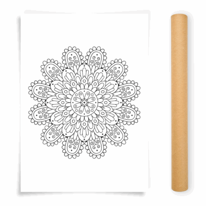 Flower Mandala Coloring Poster, Large Coloring Page Illustrated by Anna Grunduls