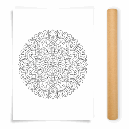 Flower Mandala Coloring Poster, Large Coloring Page Illustrated by Anna Grunduls