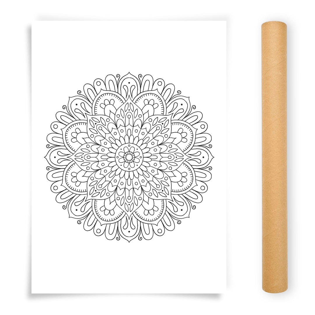 Flower Mandala Coloring Poster, Large Coloring Page Illustrated by Anna Grunduls