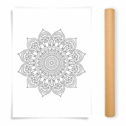 Flower Mandala Coloring Poster, Large Coloring Page Illustrated by Anna Grunduls
