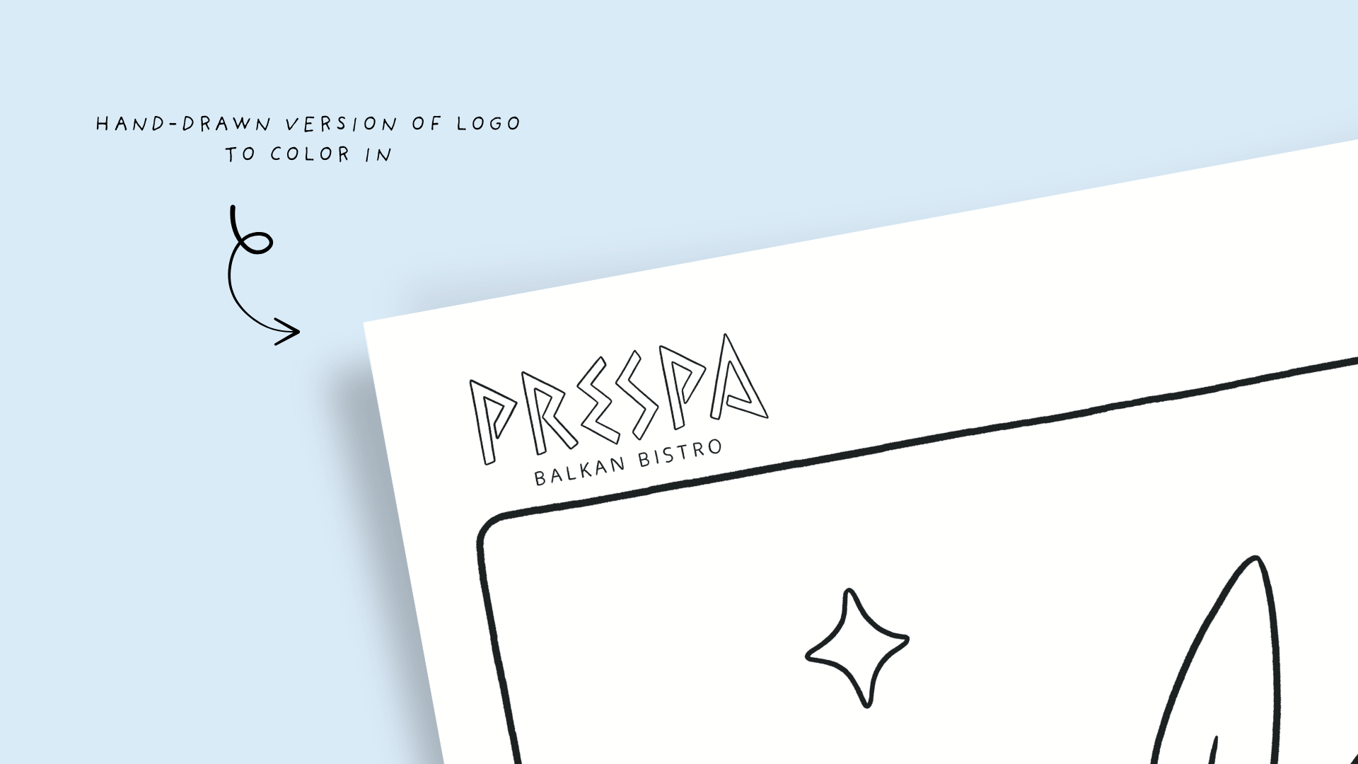 Custom Coloring Pages for Greek Restaurant with Handdrawn Logo to Color In