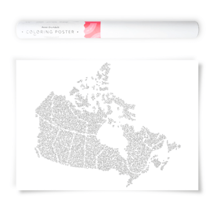 Coloring Poster of Canada map filled with bubble pattern