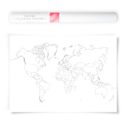 World Map Coloring Poster Political Map with Plain Outlines