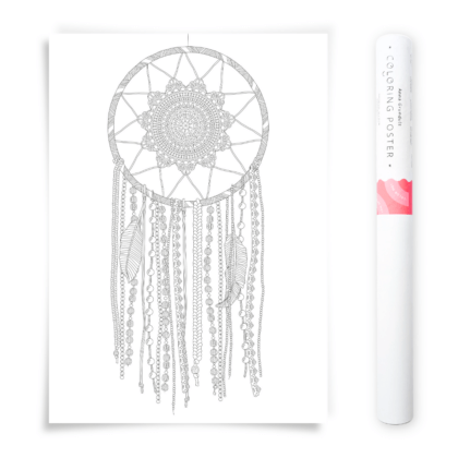 Boho Dreamcatcher Coloring Poster, Large Coloring Page