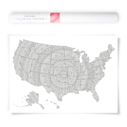 Mandala Pattern Coloring Poster with handdrawn illustration