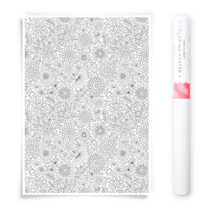Large Coloring Poster with Flowers Pattern for Cozy Creative Hobby