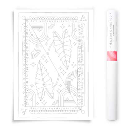Alocasia Amazonica Houseplant Coloring Poster