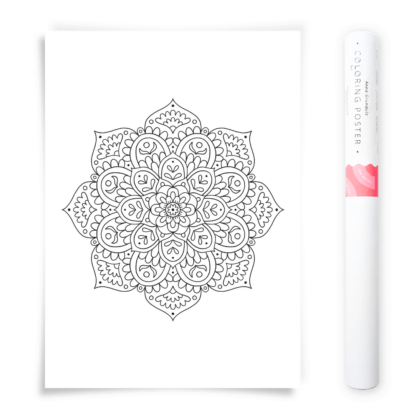 Flower Mandala Coloring Poster, Large Coloring Page Illustrated by Anna Grunduls